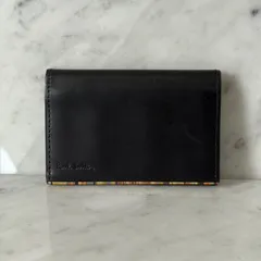 美品 Paul Smith ポールスミス カードケース 二つ折り 本革 レザー ブラック マルチカラー ストライプ