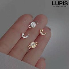 ピアス レディース ギャラクシー 惑星 三日月 ムーン キラキラ パヴェ ストーン アシンメトリー シンプル かわいい 小さめ 韓国 韓国っぽ lupis ルピス v2700