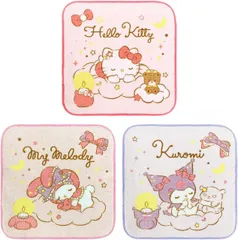 新入荷　林(Hayashi) ミニタオル 3柄組 約16×16cm サンリオ ドリーム3 PO462400