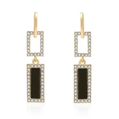KRUCKEL 揺れる 長方形 ピアス レディース おしゃれ ロング 人気 金属アレルギー対応 クリスタル ジルコニアRectangle Crystals earrings - 7069096のサムネイル
