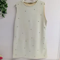 [ZARA]ザラ ワンピース ラインストーン ビジュー ノースリーブ レディース 古着 サイズM ベージュ（い-164，チ）