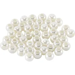 新品 イミテーションパールアクリルヨーロピアンビーズ ラウンド ビーズ 大穴 大きい 手作り用品 Diy ハンドメイド 50個