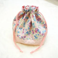 お弁当袋 コップ袋 巾着 ハンドメイド 女の子 小花柄 ピンク