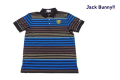 【中古】ジャックバニー｜JACK BUNNY｜ボーダー柄ストレッチ半袖ポロシャツ｜メンズゴルフウェア｜6