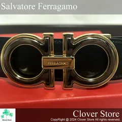 最終特価価格！   【極上美品Sランク】 Salvatore Ferragamo サルバトーレ フェラガモ  ベルト ダブルガンチーニ  リバーシブル ブラック ダークブラウン　ウエスト93cmまでのサムネイル