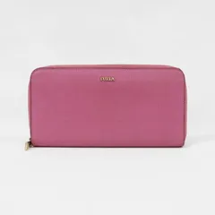 フルラ FURLA 長財布 レザー ラウンドファスナー 無地 スリム ジップウォレット レディース ピンク 中古 maj21013