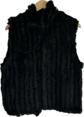 RE219 【美品】ラビットファーベスト　トップス　ブラック　レディース　Mサイズ