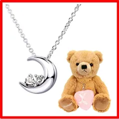 【送料無料 】04月誕生石 ダイヤモンド・ブラウンベア [シアーズ] クレセントムーン ネックレス レディース 天然ダイヤ×4月 誕生石 ダイヤモンド シルバー