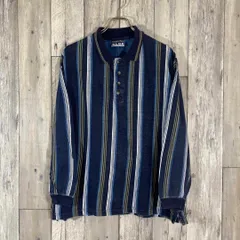 OLD SANTANA BLUE サンタナブルー ストライプ 長袖 ポロシャツ