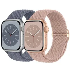49mm45mm44mm42mm_ブルーグレーダークピンク 2枚入りButifacion コンパチブル Apple Watch バンド 49mm 45mm 44mm 42mm ナイロン製 アップルウォッチ バンド 伸縮性 iwatch ベルト Series 9
