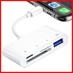 TFカードリーダー 写真 SD ビデオ OTGカメラアダプタ USB キーボード 4in1 双方向 SDカードリーダー 高速データ転送（IOS用） 【最新型改良】iPhone/iPadに適用