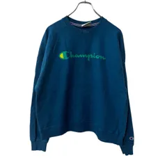 Champion ロゴスウェット トレーナー L ブルー チャンピオン クルーネック プリント プルオーバー トップス 古着卸 アメリカ仕入 a709-5132