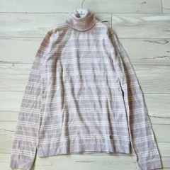 【美品】バーバリー　ボーダーラメ　リブ編みタートルネックセーター　ホースロゴ刺繍