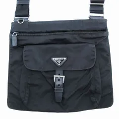 PRADA プラダ トライアングルロゴ ナイロン ショルダーバッグ クロスボディ 斜め掛け ブラック メンズレディース 【中古】