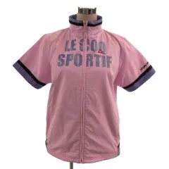 ルコックスポルティフ le coq sportif GOLF COLLECTION ジャケット スタンドカラー 半袖 ジップアップ 中綿入り ロゴ刺繍 ロゴプリント ピンク パープル 紫 L