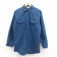 M/古着 長袖 フランネル シャツ メンズ 80s コットン 紺 ネイビー 25sep04 中古 トップス