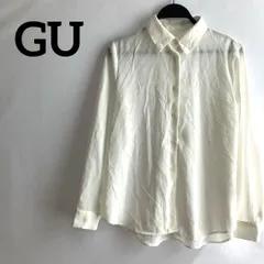 GUジーユー長袖ブラウスシャツ無地薄手透け感白ホワイトシンプルカジュアル