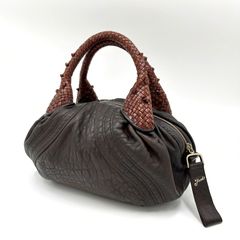 FENDI フェンディ スパイバッグ ズッカ　ブラウン　レディース FENDI フェンディ スパイバッグ バック ハンド 編み込み レザー