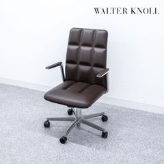 【展示品】Walter Knoll ウォルターノル LEADCHAIR MANAGEMENT リードチェア マネジメント ミドルバック オフィス アーム キャスター チェア レザー ブラウン イーオス 定価71万