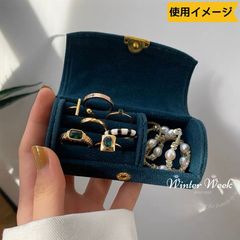 lda4-bu【紺】アクセサリーケース/ジュエリーボックス/コンパクトアクセサリー収納/ジュエリーケース/ミニ携帯 アクセサリーポーチ/便利トラベル旅行ポーチ/アウトドア収納/winterweek収納/ピアス指輪ネックレス/小物入れ