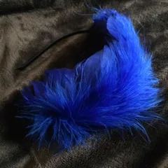 羽毛 羽 カチューシャ ブルー ヘア アクセサリー イベント パーティー