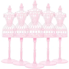 Abaodam 人形トルソー ドールトルソー 人形洋服用 ミニチュアトルソー プラスチック 人形 ディスプレホルダー ミニドレスフォーム スタンド展示 ピンク 5個セット