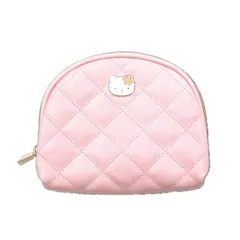 【新品】今流行りの 《ハローキティキルトシリーズ！》ハローキティキルトポーチ (ピンク) 人気かわいいサンリオおしゃれメイク化粧小物入れ小学生中学生高校生大学生レディース大人女性キャラクターギフト誕生日プレゼントキルト推しグッズH21×W16.5×D3.5cm