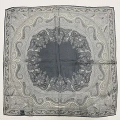 ■極美品■ETRO エトロ　ミニスカーフ　ペイズリー総柄　グレー系　シルク100%  イタリア製