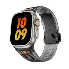 アップルウォッチバンド（Apple Watchバンド）クリアウォーターシリコンバンド【ブラック×ブラック】42mm/44mm/45mm/46mm/49mm対応 [BELTIES]