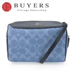 【中古】 コーチ ショルダーバッグ 91500 シグネチャー ベネット PVC レザー ブルー ネイビー シルバー金具 斜め掛け 普段使い ポシェット レディース 女性 COACH