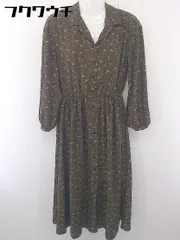 ◇ earth music&ecology 花柄 長袖 膝下丈 ワンピース サイズF ブラウン マルチ レディース  【中古】 【1110150001488】