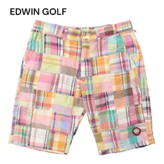 EDWIN GOLF エドウィン ゴルフ KG5904 【麻★リネン混】 パッチワーク チェック★ ハーフ ショート パンツ Sz.M　メンズ