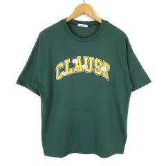 イング INGNI Tシャツ カレッジ プリント 花柄 フラワー 刺繍 サイドスリット 半袖 M 緑 グリーン マスタード 白 ホワイト