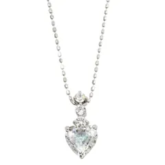 【在庫処分特別価格】ハートネックレス （K10ホワイトゴールド / キュービックジルコニア）