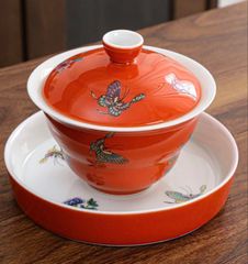 蝶恋花のさんごいろ☆蓋碗☆茶器