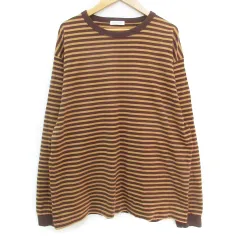 アーバンリサーチ ドアーズ URBAN RESEARCH DOORS FORK&SPOON Tシャツ カットソー 長袖 ラウンドネック ボーダー柄 大きいサイズ 5 茶 ベージュ ブラウン /FF9