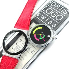 フォルティス ロゴ ポップ ボーイズ デイト 革 赤 黒 560.20.132 FORTIS LOGO 婦人 メンズ 箱 保証書 クォーツ 時計