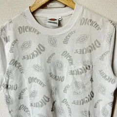 (^w^)b Dickies ディッキーズ クルーネック 胸ポケット付き 半袖Tシャツ トップス コットン 綿 ロゴプリント 総柄 アメカジ デイリー タウンユース カジュアル リラックス ホワイト 白 メンズ サイズM
