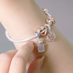 ☆【新品・正規品】ボックス・ショッパー付 PANDORA(パンドラ) ☆ハート＆スネークチェーンブレスレット 単品☆ カスタマイズアクセ スターリングシルバー シルバー925 高品質 低価格 ブレスレット ブランド  東京発送
