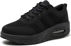 Josepha Cherie ジョセファシエール 厚底 スニーカー ウォーキング シューズ レディース 軽量 疲れない 韓国 ミッド カット(ブラック/ブラック,  23.0 cm)