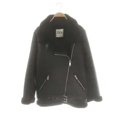 ザラ ZARA フェイクレザージャケット ジップアップ 裏ボア USAM ブラック /DO ■OS ■SH