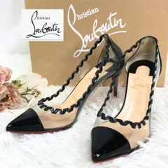 Christian　Louboutin　クリスチャンルブタン　パンプス　ハイヒール　クリア　エナメル　ブラック　サイズ表記36(23cm相当)　ポインテッドトゥ　ピンヒール　替えチップ付き　箱あり