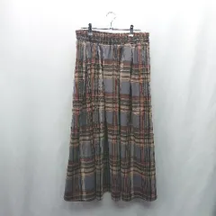 ◇ Θ SMILE LAND スマイルランド チェック柄 ロング フレア スカート サイズ3L ブラウン レディース E  【1411280017586】