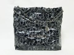 CHANEL シャネル シャネル22 カメリア レザー チェーンショルダーバッグ ブラック シルバー金具 ポーチ AS3261 B14797 NS806 超美品