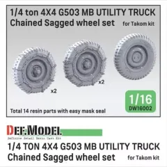 【中古】プラモデル 1/16 WII アメリカ 1/4トン 4x4 G503 MBユーティリティトラック スノーチェーン付自重変形タイヤセット(タコム用) ディティールアップパーツ [DW16002]