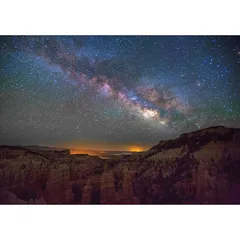 絵画風 壁紙ポスター (はがせるシール式) 天の川 ブライスキャニオン ユタ州 おとぎの国峡谷 天体 宇宙 神秘 キャラクロ GLXY-003A2 (A2版 594mm×420mm) ＜日本製＞ ウォールステッカー お風呂ポスター