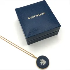 未使用 WEDGWOOD ウエッジウッド カメオ ペンダント ネックレス アクセサリー ブルー ゴールド レディース 箱付き c13