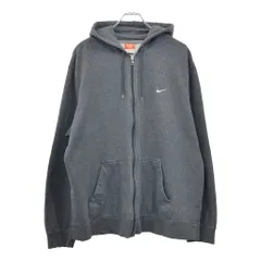 00年代 NIKE ナイキ ワンポイントロゴ フルジップ スウェットパーカー スポーツ 大きいサイズ グレー(メンズ XXL)中古 古着 V3196