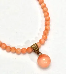 桃色珊瑚 3-7mm 桃珊瑚 K18金具 ネックレス 18699128 - メルカリ