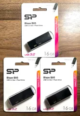 USBメモリー16GB シリコンパワーUSB3.0スライド式(黒)【3個セット】